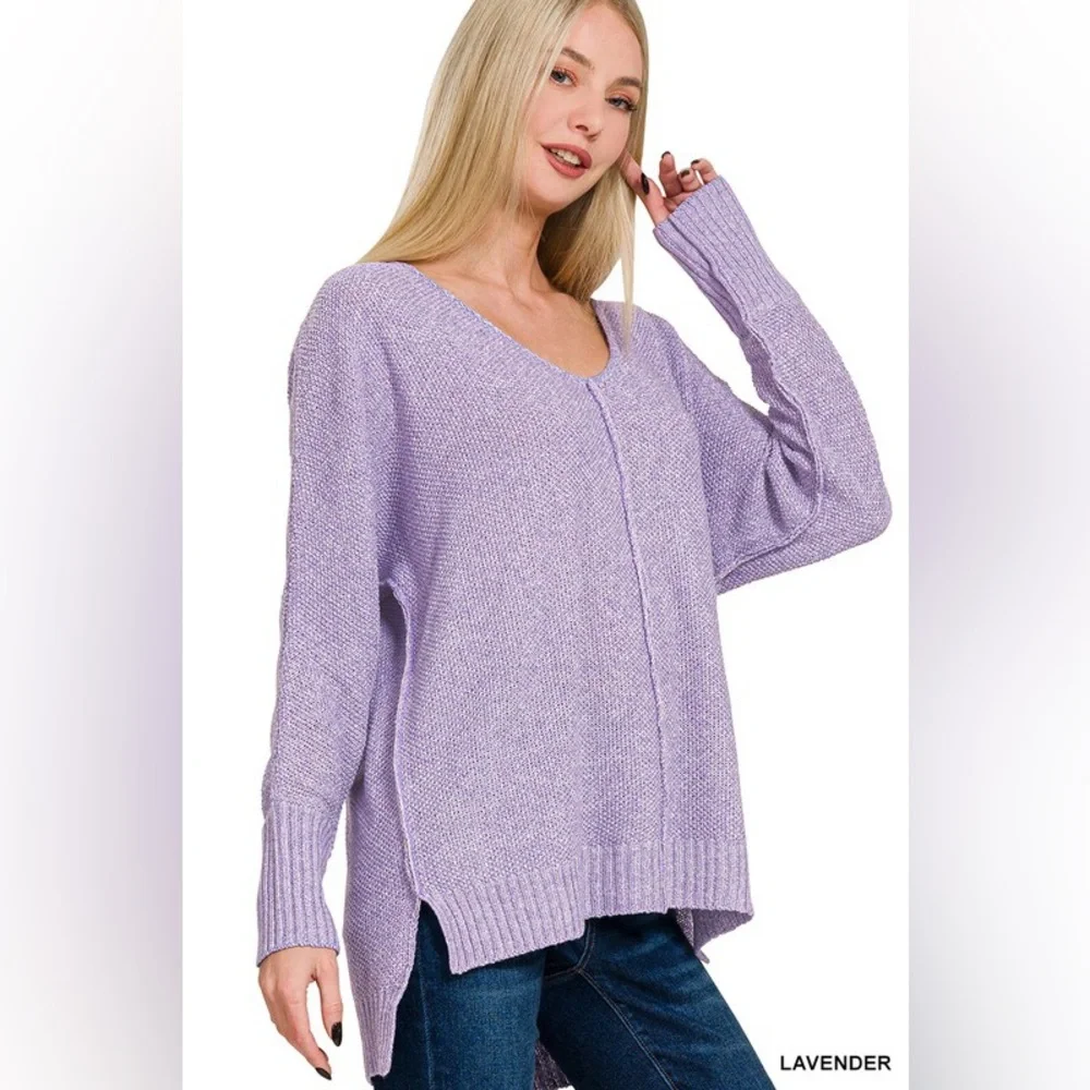 Zenana Lavender Knit Women's Sweater - Picture 1 of 7